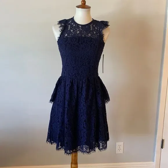 blue and gold lace dress Ball Gown Blue Prom Dress with Delicate Gold Leaf Lace